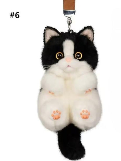 6 Cat Options Cute Plush Realistic Keychain