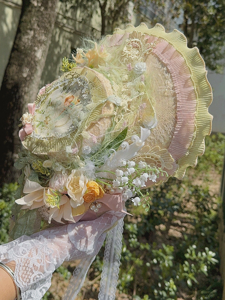Feather-Adorned Straw Hat with Floral Motif for Lolita Looks - Hexagram