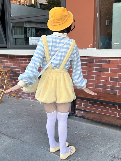 Little Chicken – Blau gestreiftes Langarm-Top