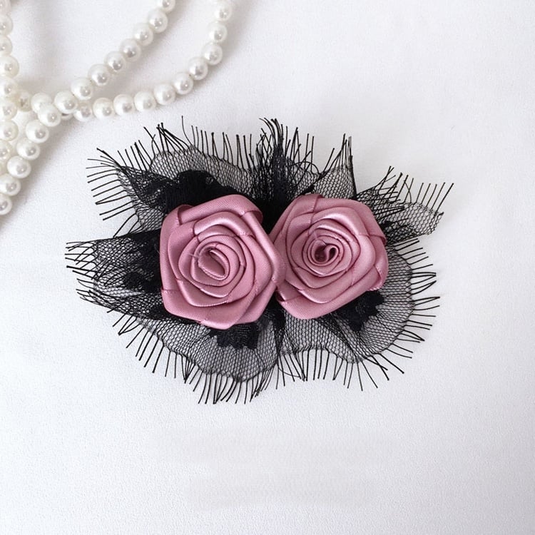 Design Hairclip Rosette Lace Colors 7 Gothic
