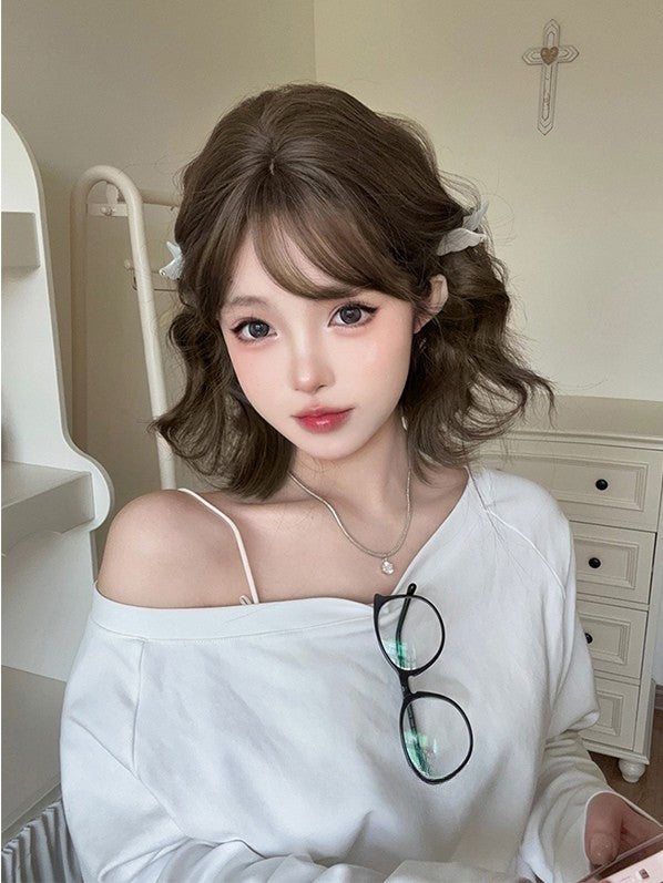 ウェーブウィッグ 35cm ブラウン 長さ エアバングス