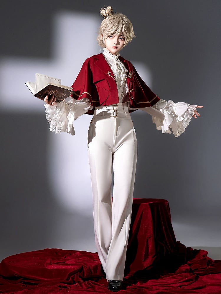 Red Ouji Blazer Collar Cape Lolita