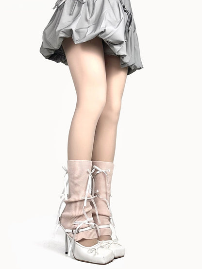 Calf Bow Decorated 8 Leg Warmers Colors -