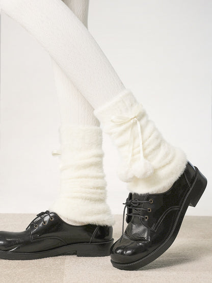 Slouchy Colors Fuzzy Warmers Leg Decoration 4 Pom-Pom