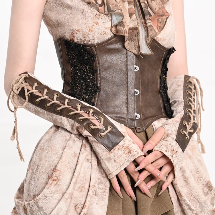 Hellbraune Steampunk-Ärmel zum Schnüren