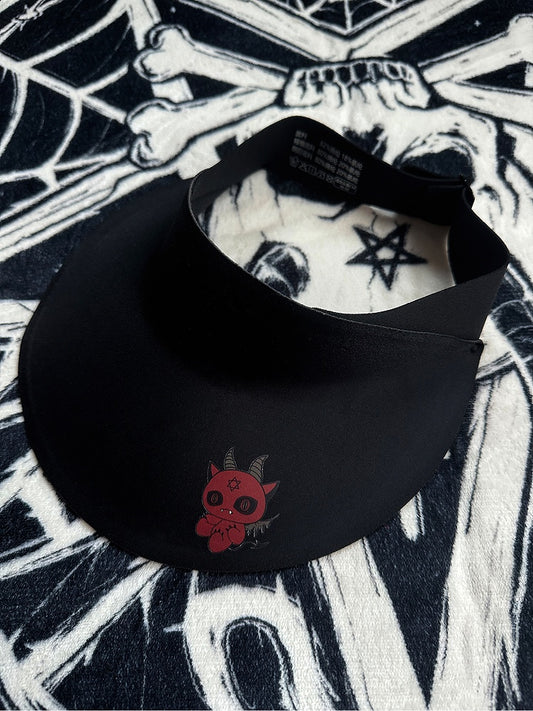 Red Hat Gothic Black Devil Print With Sun Protection