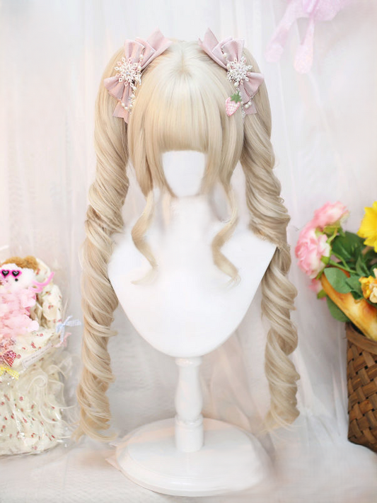 Ponytails Bob Blonde With Light Cut Double Curly Wig Short