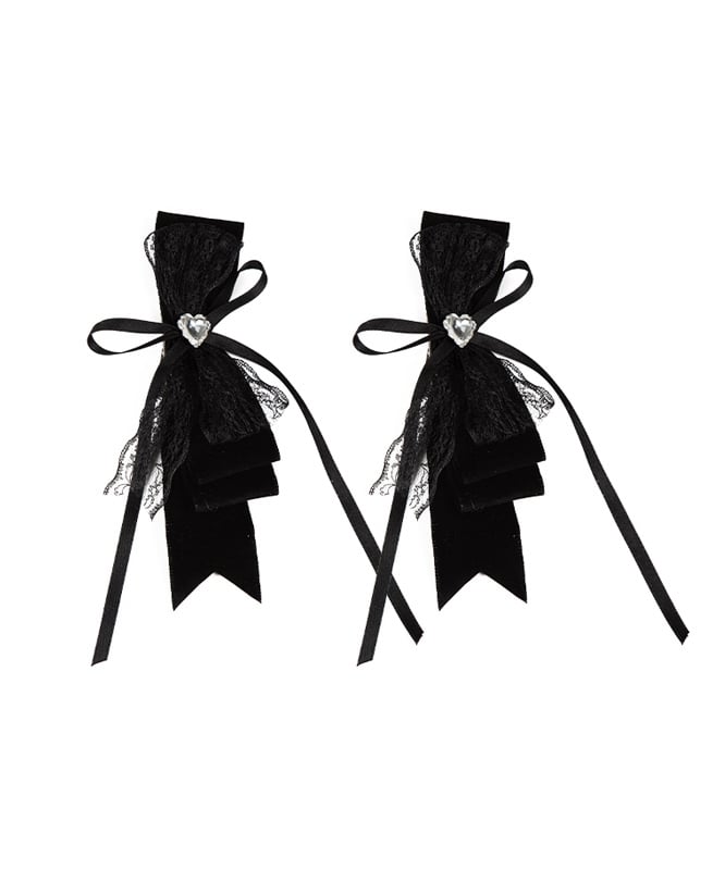 / White Hairclip Black Bowknot
