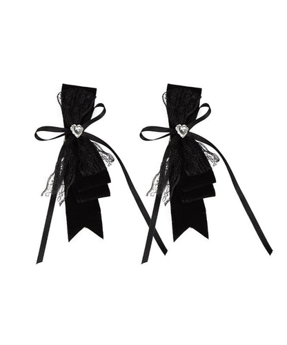/ White Hairclip Black Bowknot
