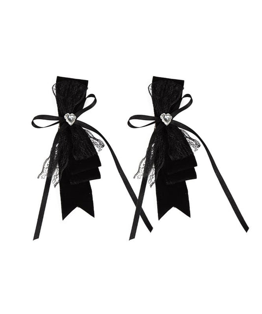 / White Hairclip Black Bowknot