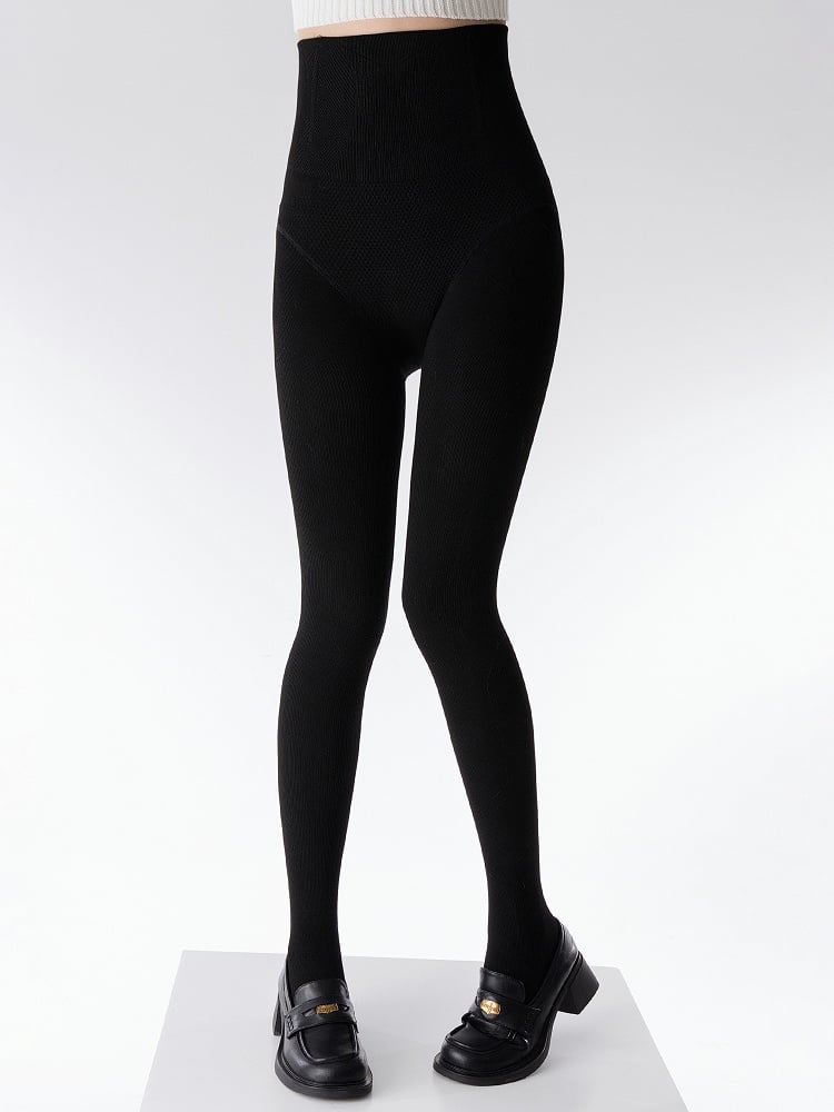 Version Thick Slimming Gray/Black Fishbone Tights High-Waist Warm Dark Fleece