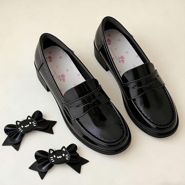 Shoes Height Black with Preppy Style Heel 5cm