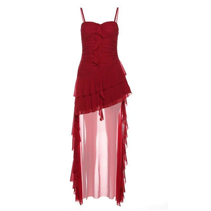 Red Asymmetric Swallowtail Dress - Irregular Hem Party Dress (S-XL)