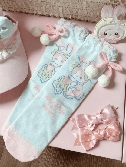Lolita Pom-Pom Options Color Bow 4 Pattern Bunny With Sweet Socks