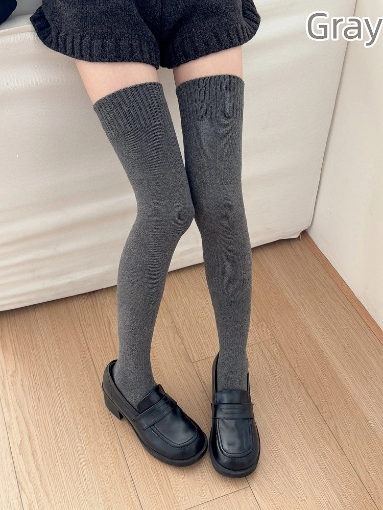 Knit Over-the-Knee Stockings Ribbed