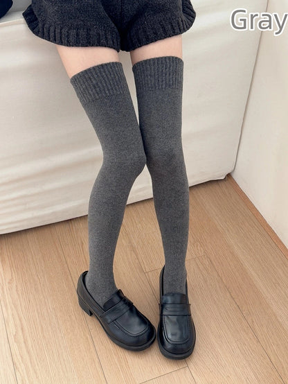 Knit Over-the-Knee Stockings Ribbed