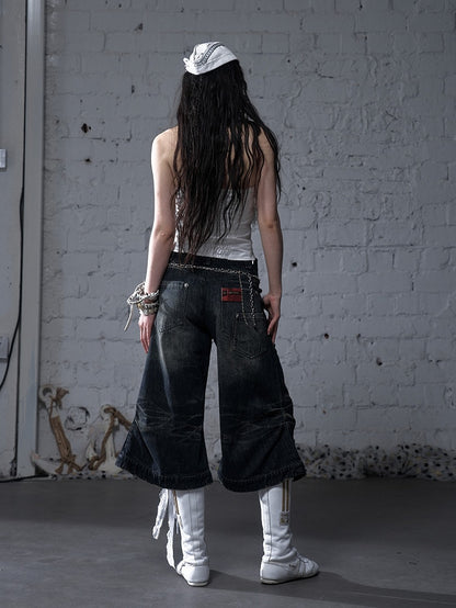 エンジェルブルー/イエロー フェードウォッシュ ディストレストホールズ