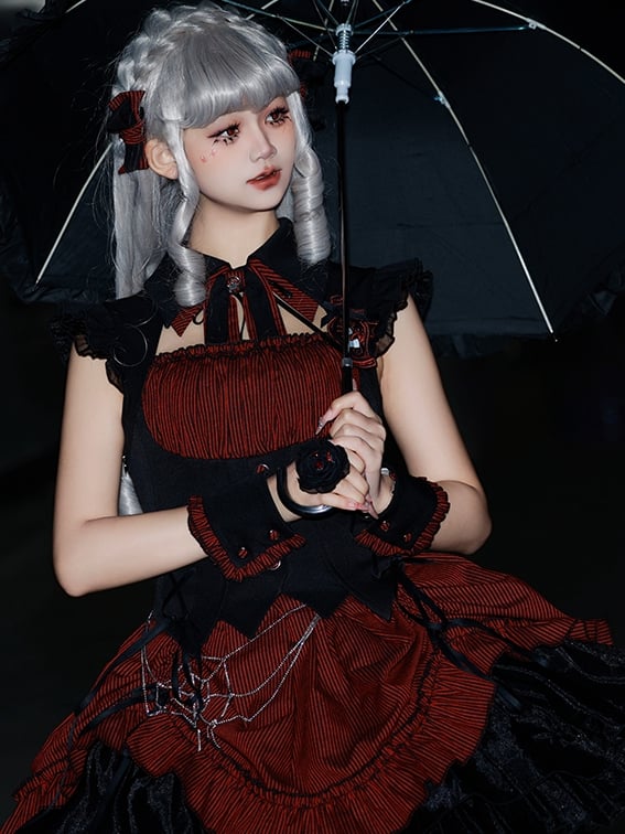 / Red Cuffs Black Wrist