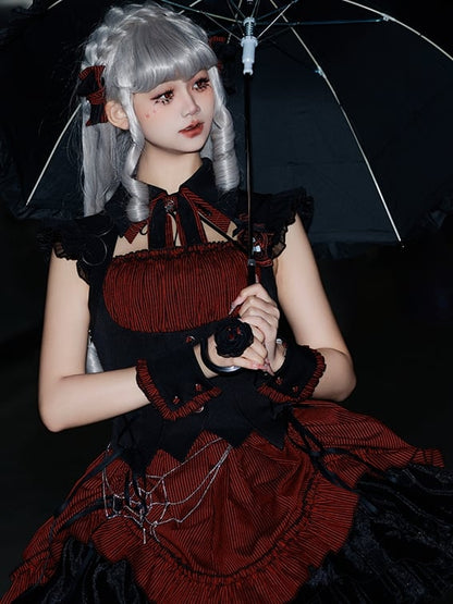 / Red Cuffs Black Wrist