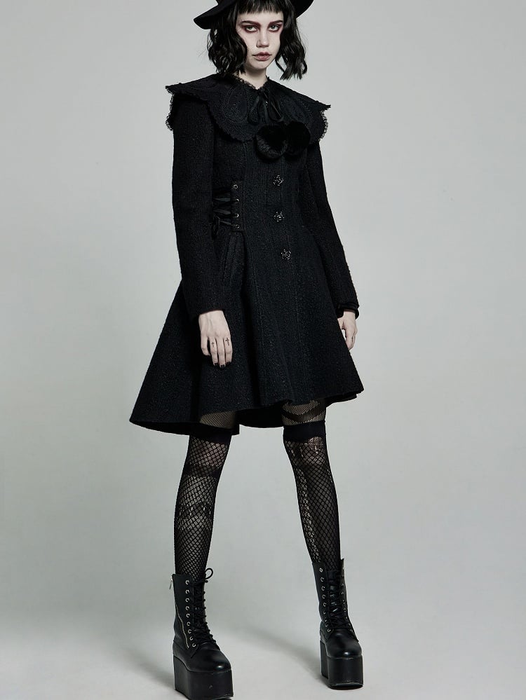 Goth Coat Black Woollen