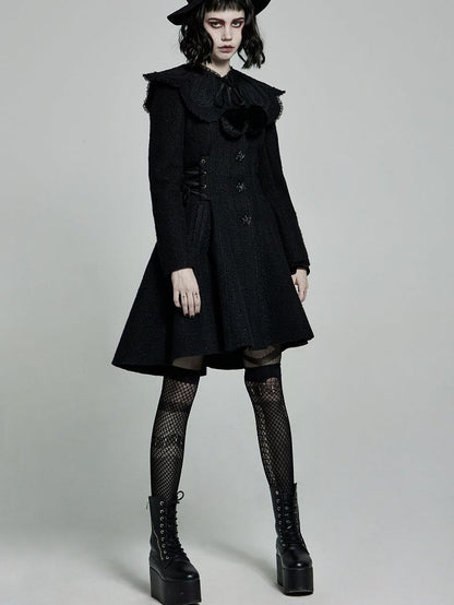 Goth Coat Black Woollen