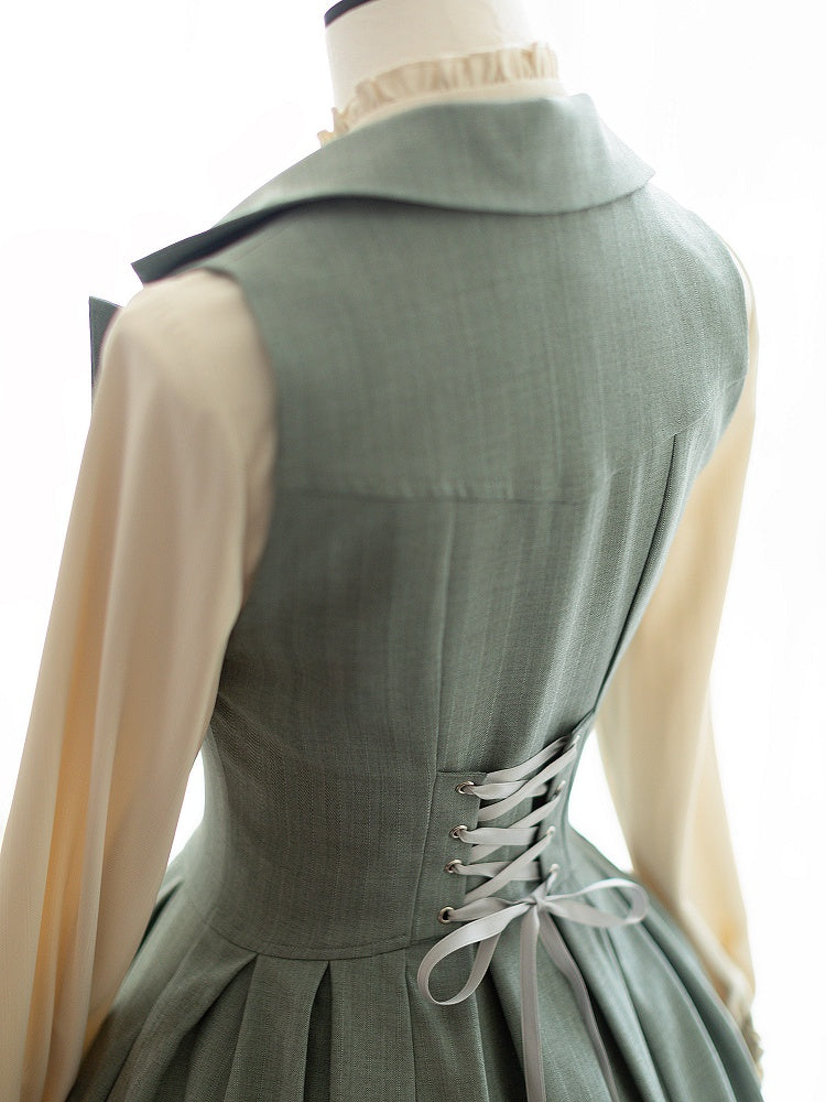 Dusty Green Elegant Underbust Classic Jumper Skirt Waist 80cm Size L - Forest Wardrobe