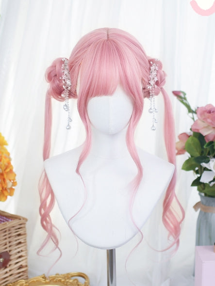 Perücken Pony Rosa Wellig Mit Langen 80-85cm