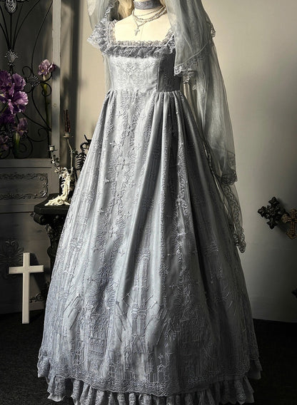 Gray Cathedral Empire Waist Dress Gothic Lolita JSK