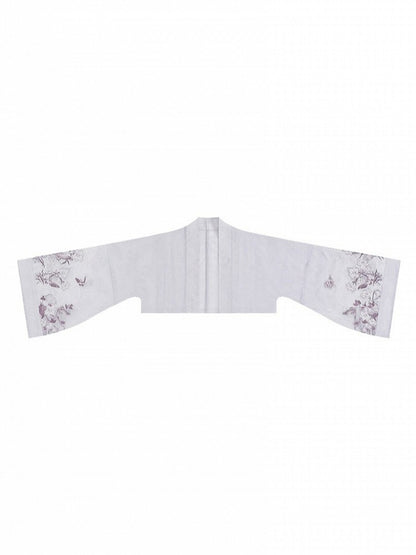 Ivory Violet Oriental Wide-Sleeve Floral Cardigan - Yimu Walnut