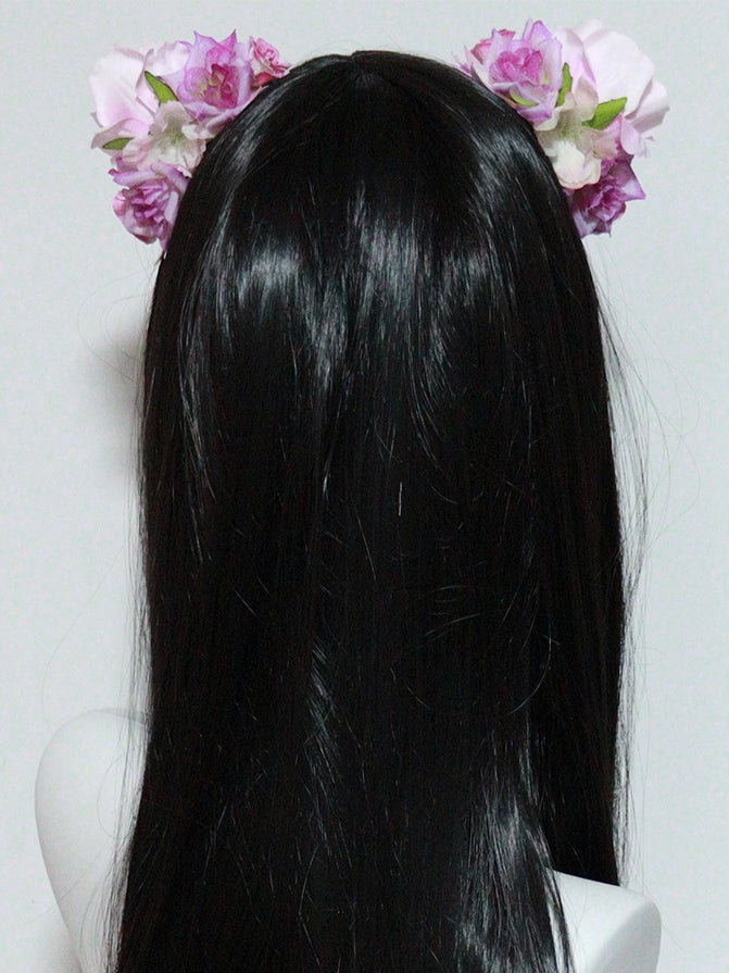 PinkPurple Design Crown Floral Ear Hairclips Cat Decorated