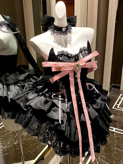 Clearance-Black Bowknot Big Choker