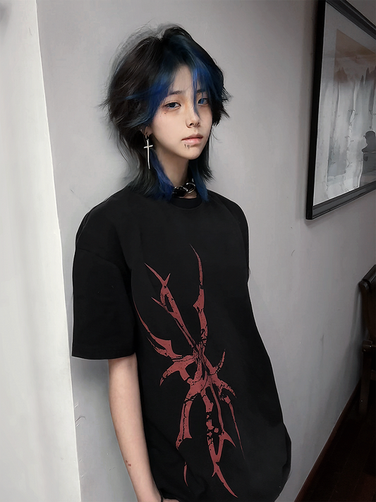 Washed Ghostly Hand T-Shirt with Regular/Fade Black Print