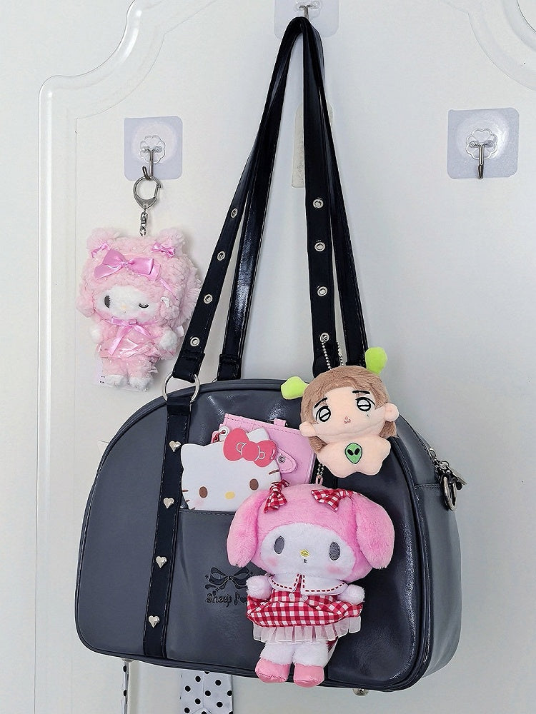 Daily Wear Gray Black PU Bag - with Leather 3-Way Ita Kawaii