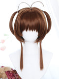 Two Wigs 40-45cm Yellow/Brown With Ponytails Short