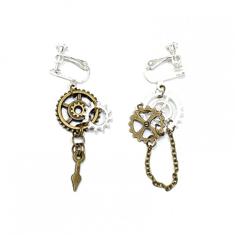 Gear Decorated Punk Chain Earrings