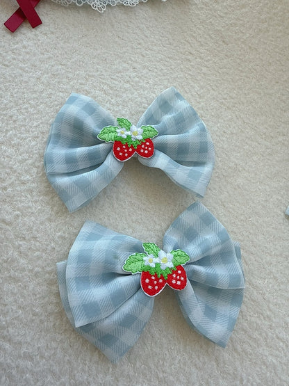 Rosa / Rot / Schwarz / Blau Erdbeere Bowknot Haarspange