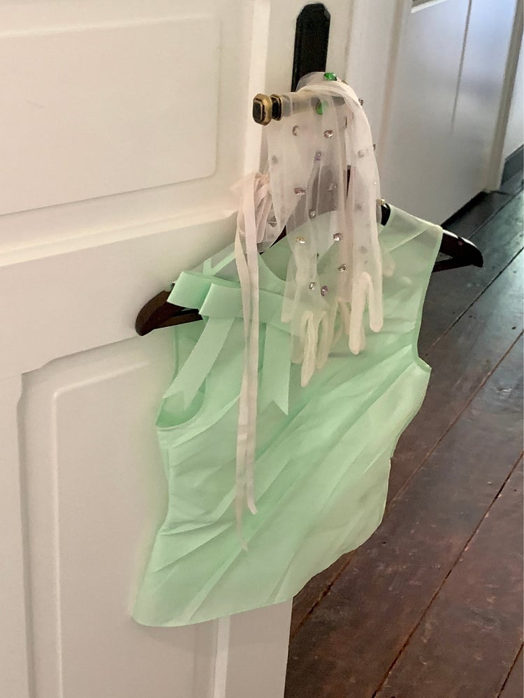 Lace Decorated White Self-tie Gloves Strap Rhinestone