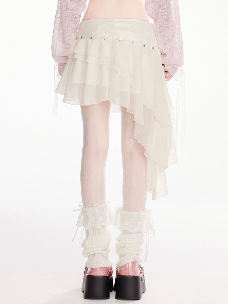 Träger Stufenrock Asymmetrischer Saum Wasteland Punk Apricot Schnalle