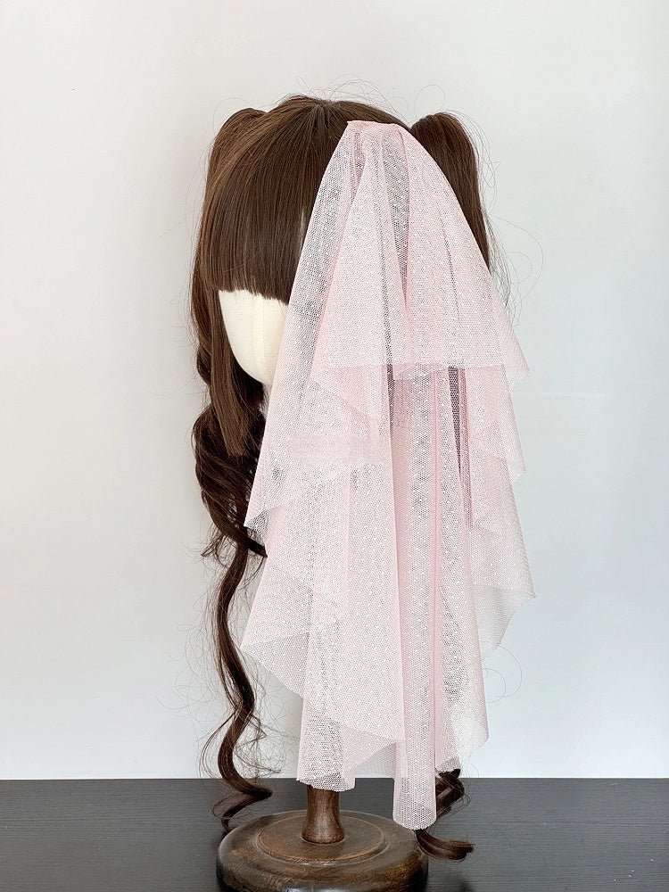 Mesh Head Pastel (Polka Veil Accents) Lolita Pink Dot