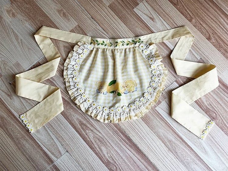 Pattern Lemon Yellow and Chick Gingham Print Apron