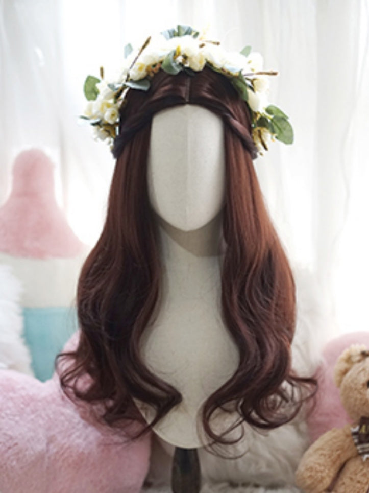 ダークブラウンのロングウェーブウィッグ