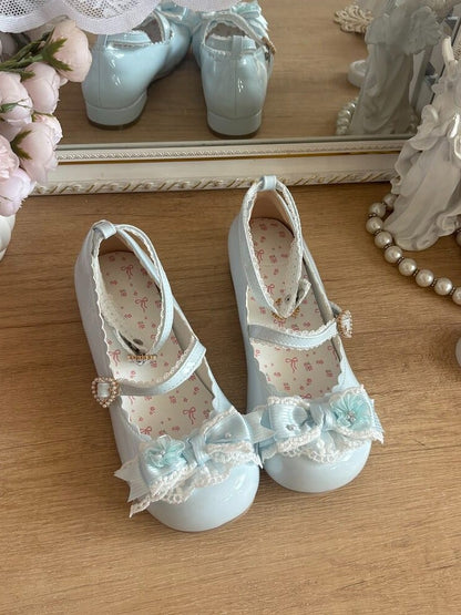 Charming Lace Bow Round Toe Pumps - 5cm Mid Heels - Blossoms