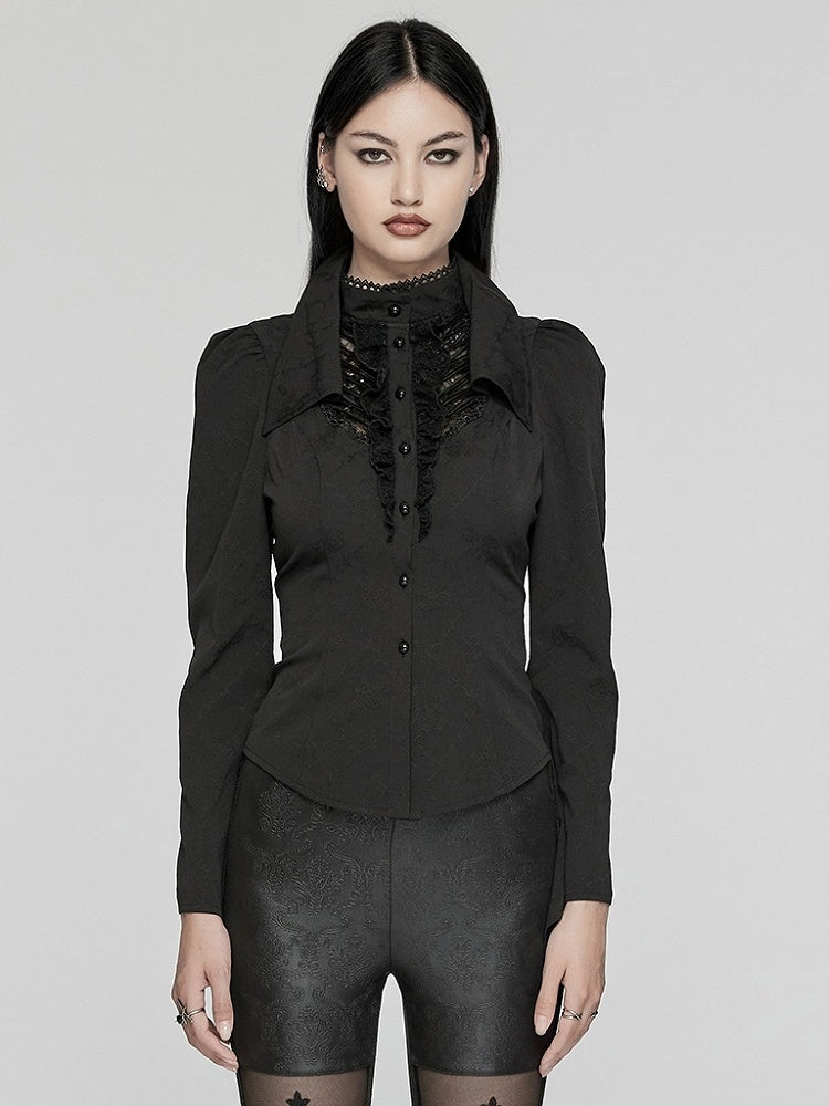 Shirt Double-collar Goth Black