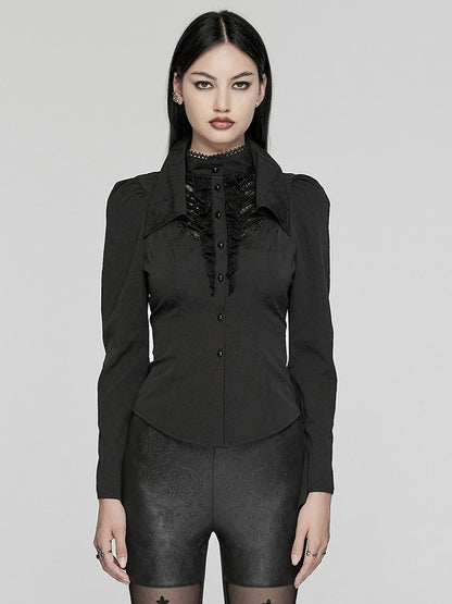 Shirt Double-collar Goth Black