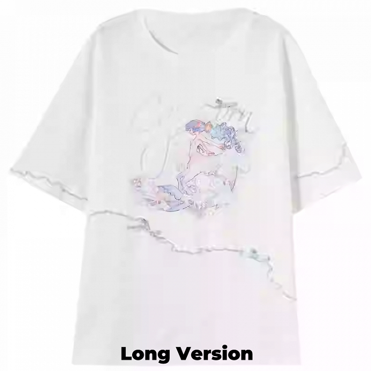 ロング/ショート 山羊座 星座プリント ホワイト コットン Tシャツ バージョン