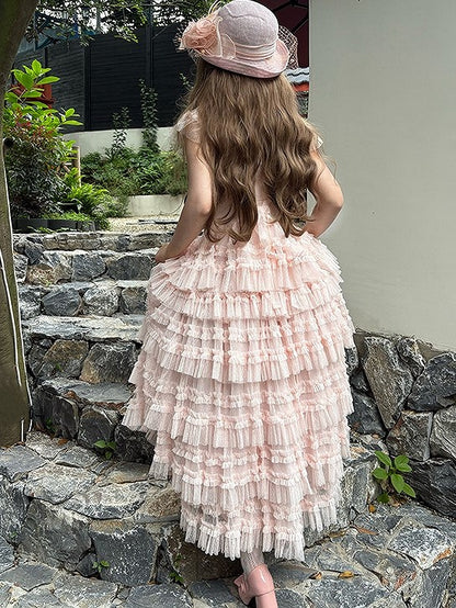 Mesh Set Pink Vest Cotton Lolita Belt Elegant Dotted Waist - Multi-layered Tulle Skirt Classic +