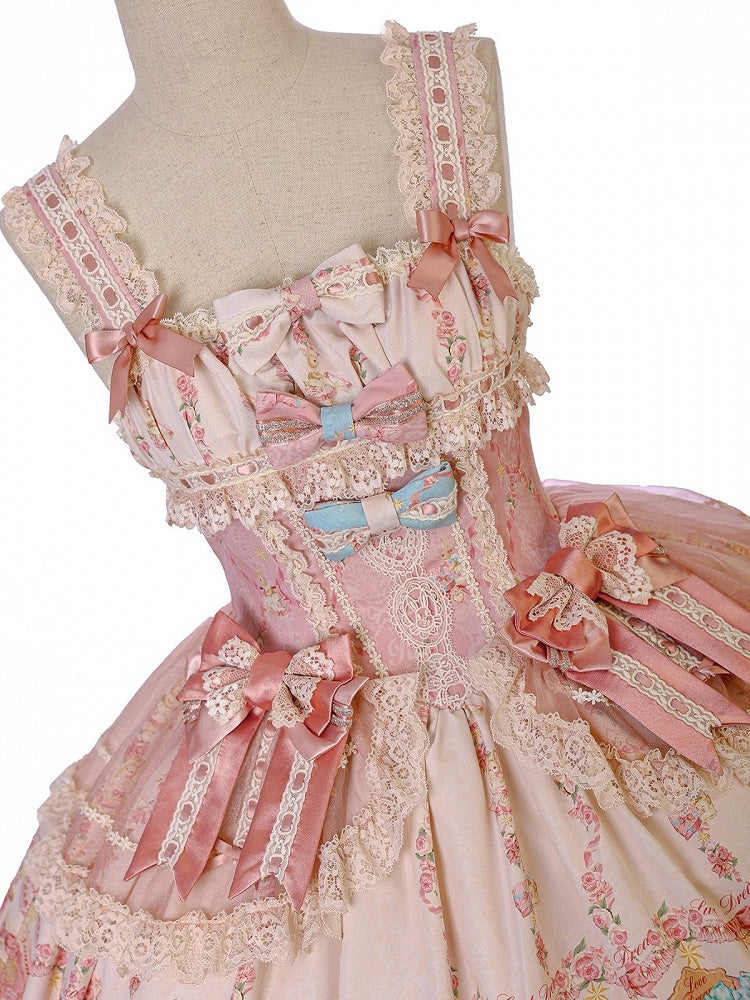 Doll Toy Bed Theme JSK Dress in Pretty Pink with Bow Accents - Alice Girl