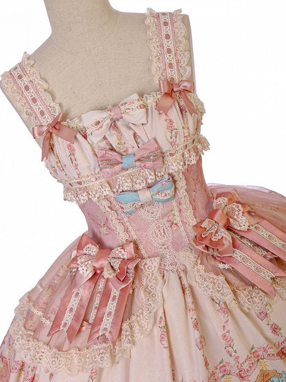 Doll Toy Bed Theme JSK Dress in Pretty Pink with Bow Accents - Alice Girl