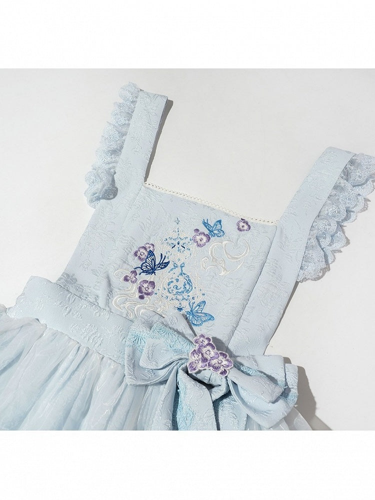 Light Blue Floral Embroidery Overlay - ZhiXiYue