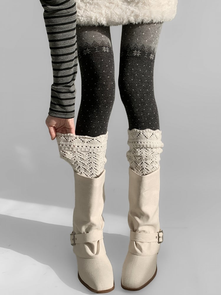 Snowflake Knitted Dot Tights Pattern Polka